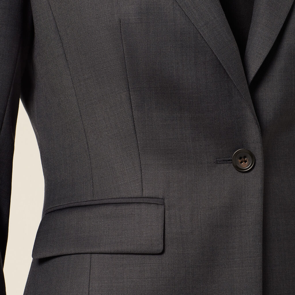 Wool Blend Twill Tailored Jacket