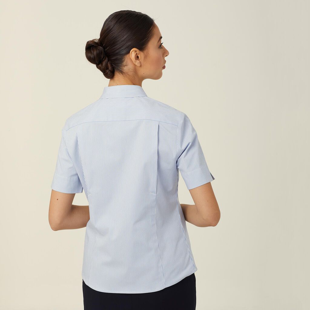 Avignon Fine Block Stripe Stretch Short Sleeve Shirt