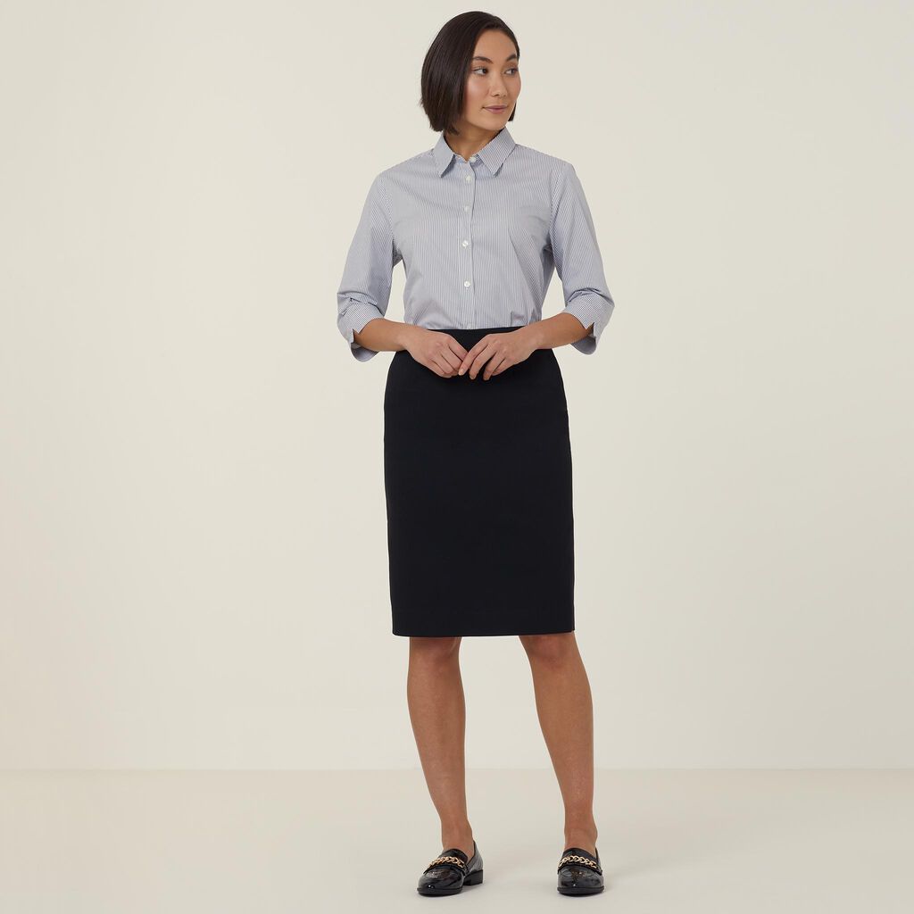 Avignon Fine Block Stripe Stretch 3/4 Sleeve Shirt
