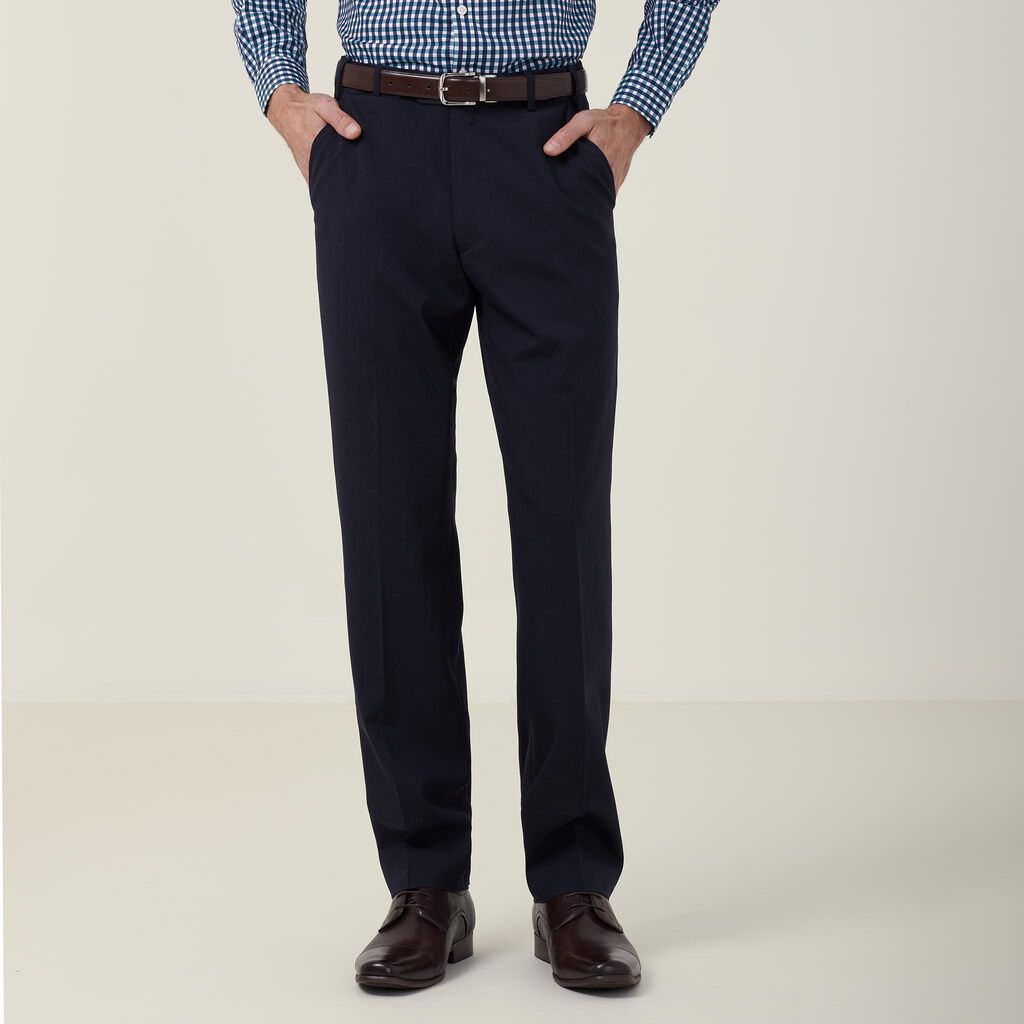 Stretch Wool Blend Flat Front Pant