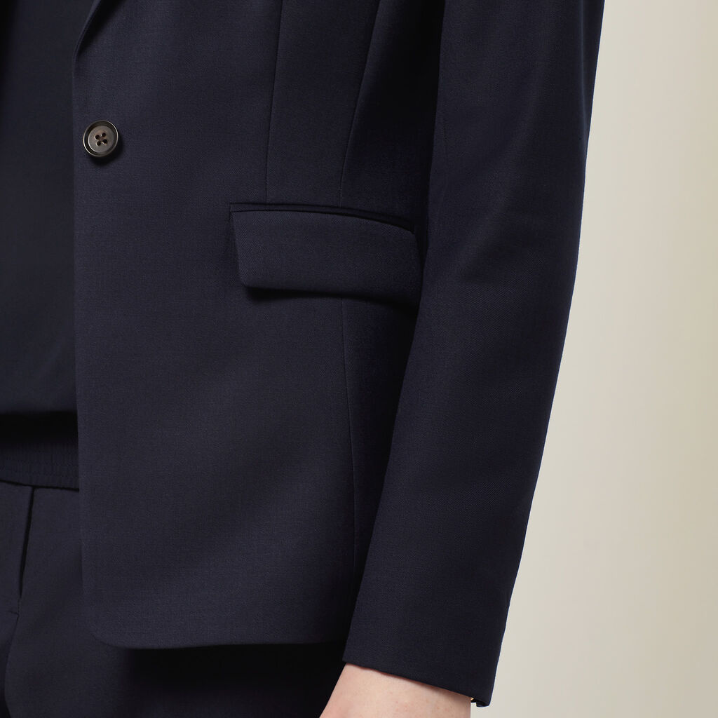 Wool Blend Twill Tailored Jacket