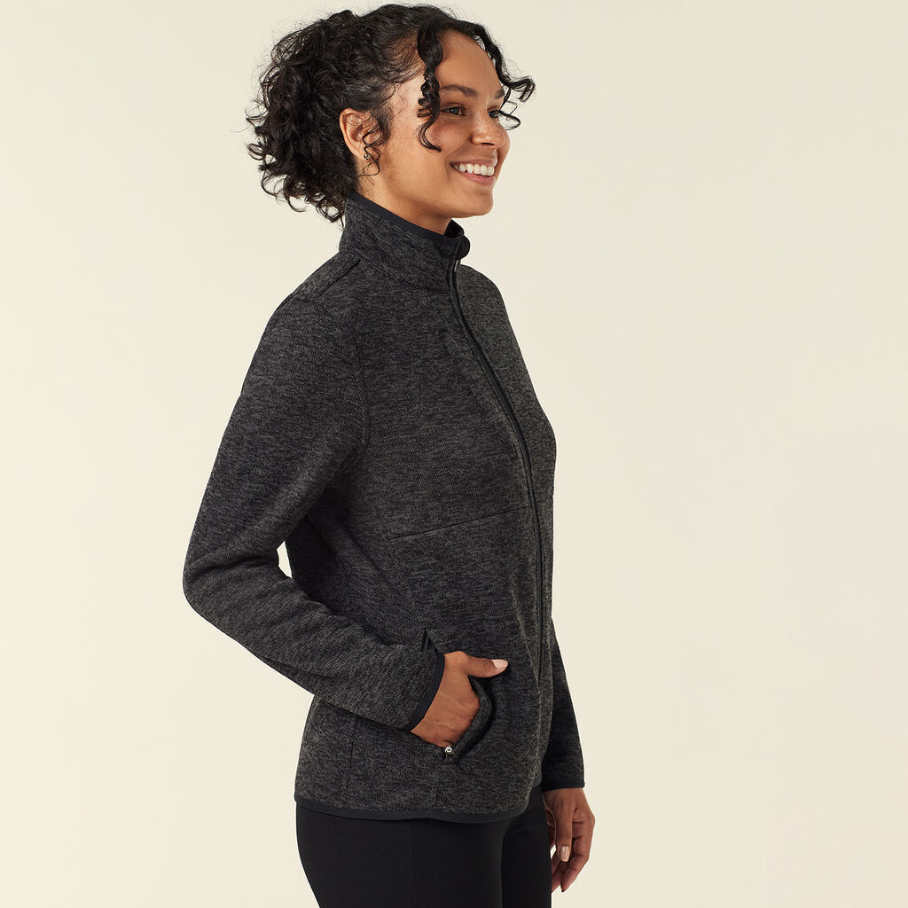 Textured Fleece Zip Front Jacket