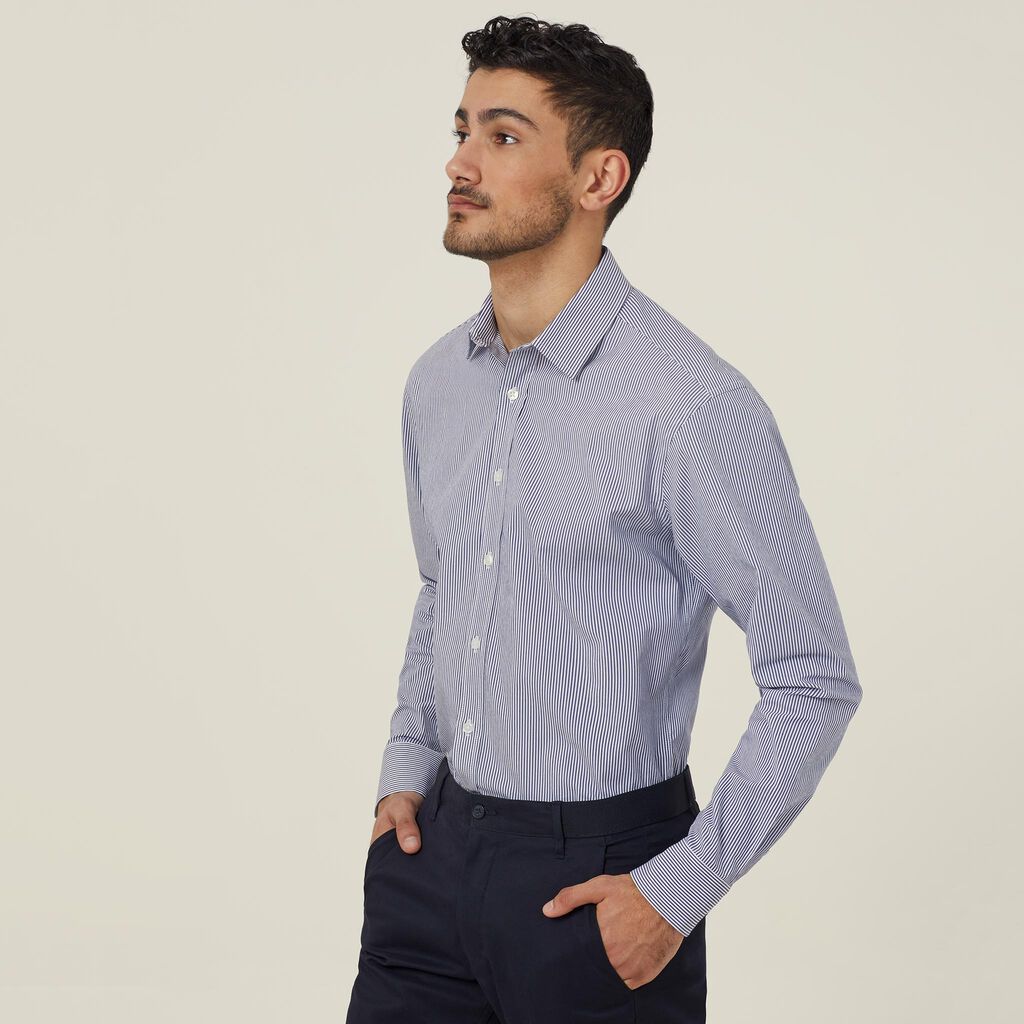Avignon Fine Block Stripe Stretch Long Sleeve Shirt