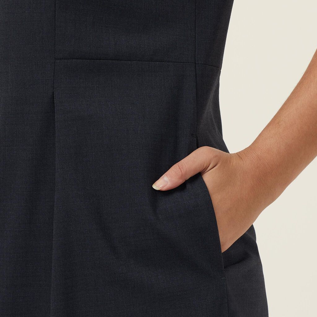 Stretch Wool Blend Short Sleeve Dress