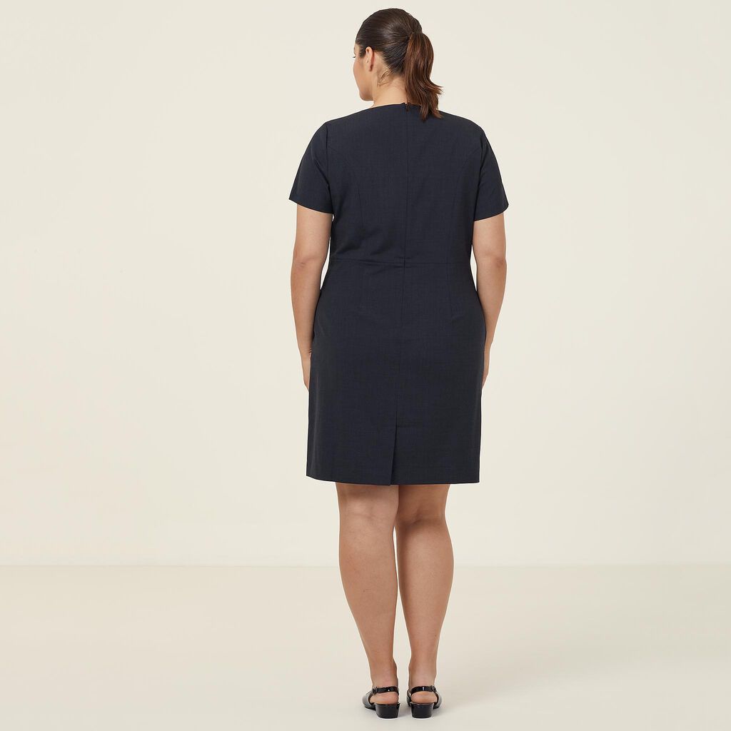 Stretch Wool Blend Short Sleeve Dress