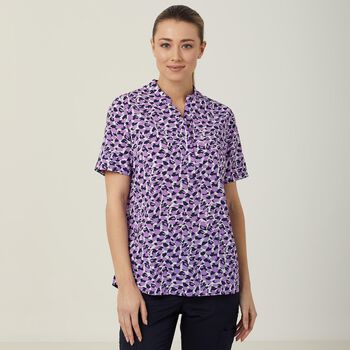 Antibacterial Petal Print Short Sleeve Tunic