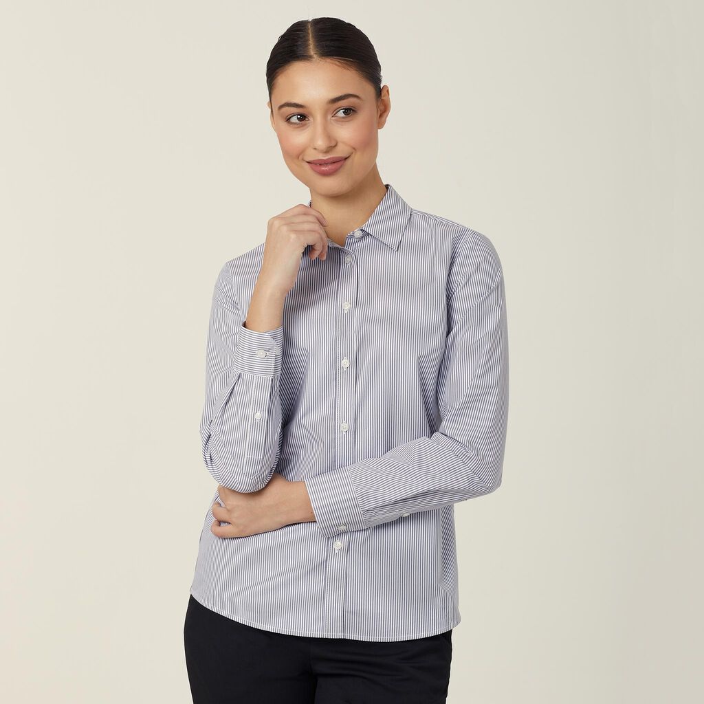 Avignon Fine Block Stripe Stretch Long Sleeve Shirt