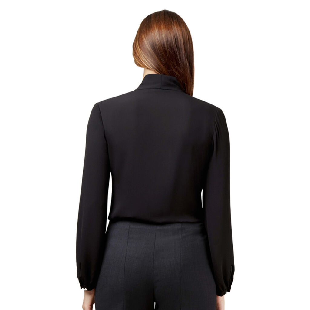 Long Sleeve Tie Neck Blouse Soft Georgette