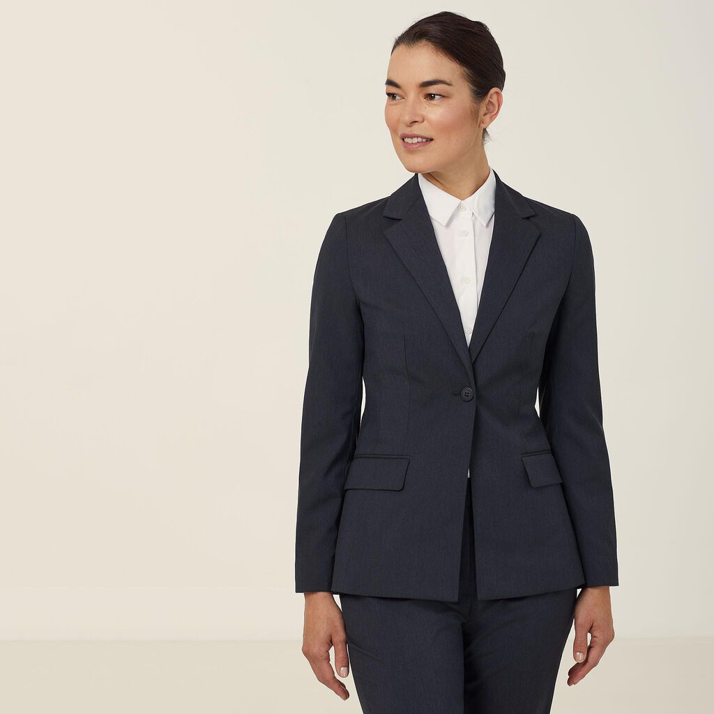 Poly Viscose Stretch 1 Button Mid-Length Jacket, black | NNT Uniforms