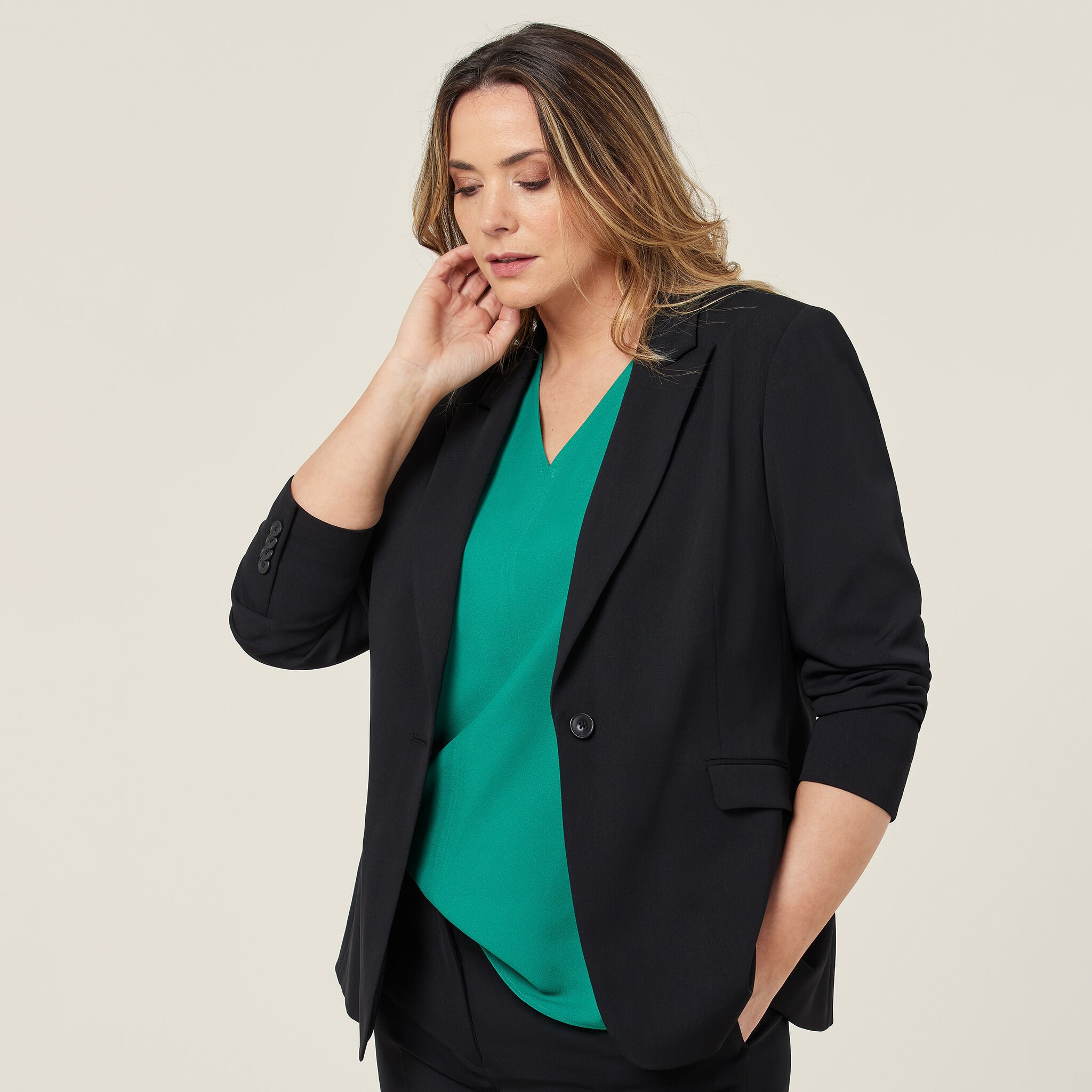 Longline crepe jacket outlet