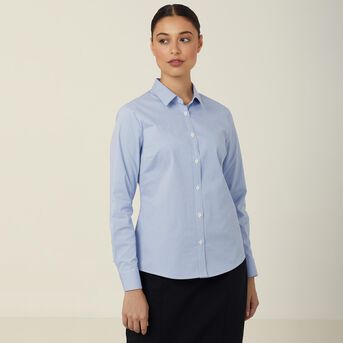Avignon Gingham Check Stretch Long Sleeve Slim Shirt