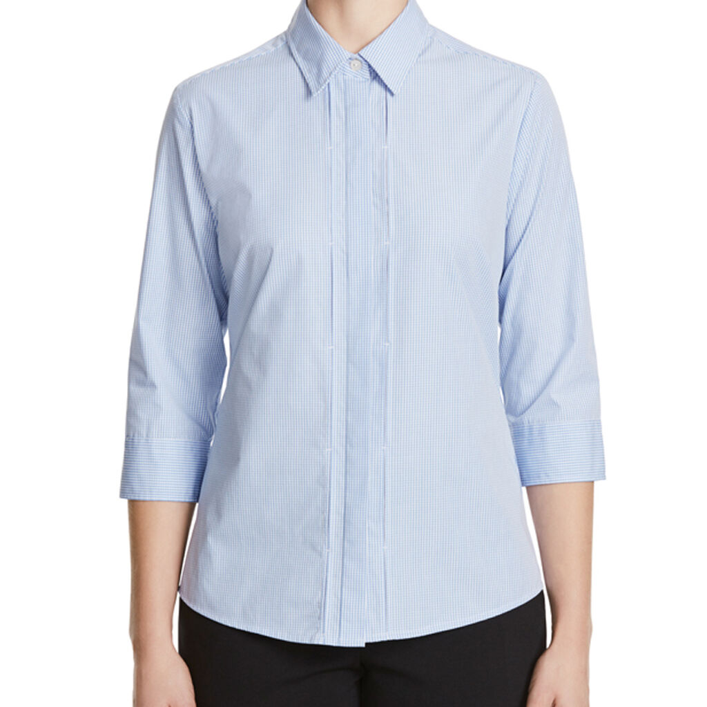 Gingham 3/4 Sleeve Tuck Shirt