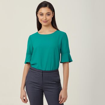 French Georgette Fluted Sleeve Top