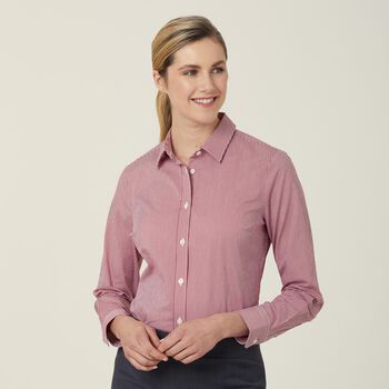 Avignon Gingham Check Stretch Long Sleeve Slim Shirt