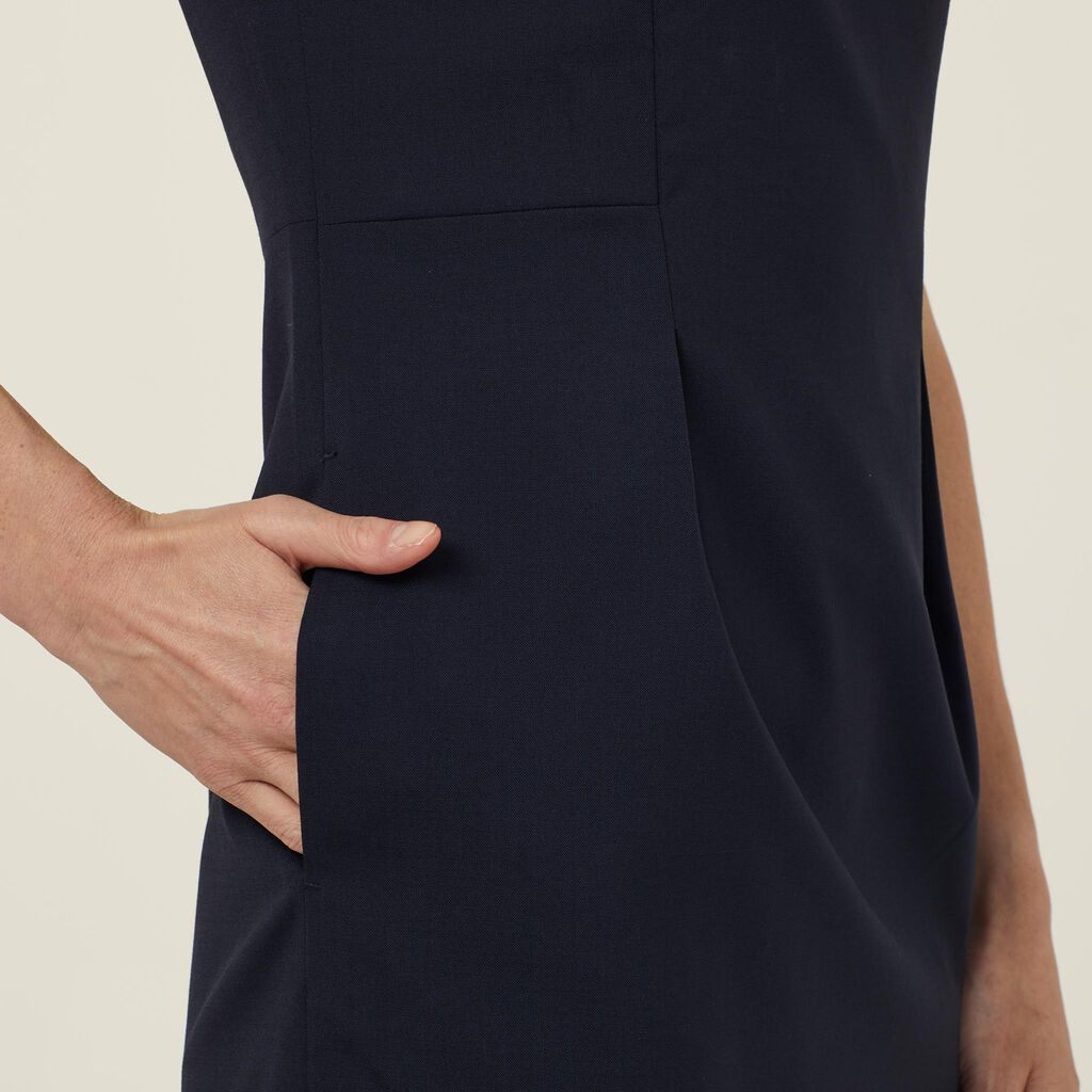 Stretch Wool Blend Short Sleeve Dress