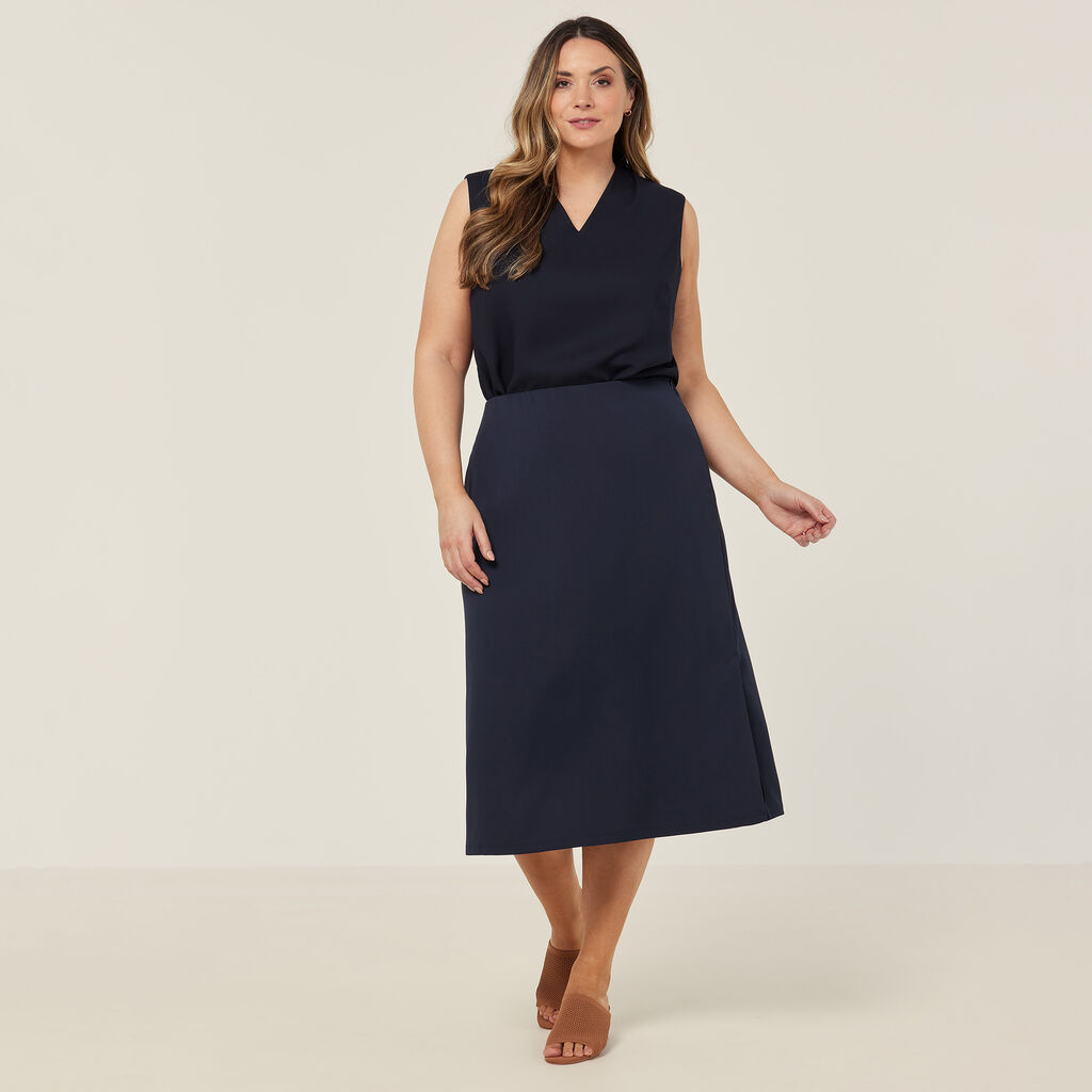Crepe Stretch Midi Length A-line Skirt