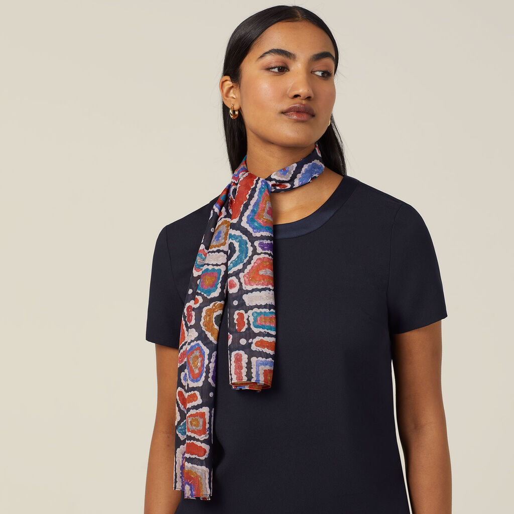 Water Dream Indigenous Print Chiffon Lightweight Scarf