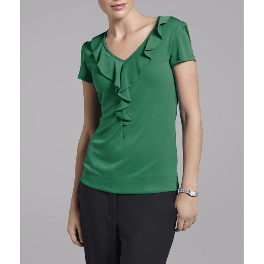Matt Jersey Cap Sleeve Ruffle T-Top