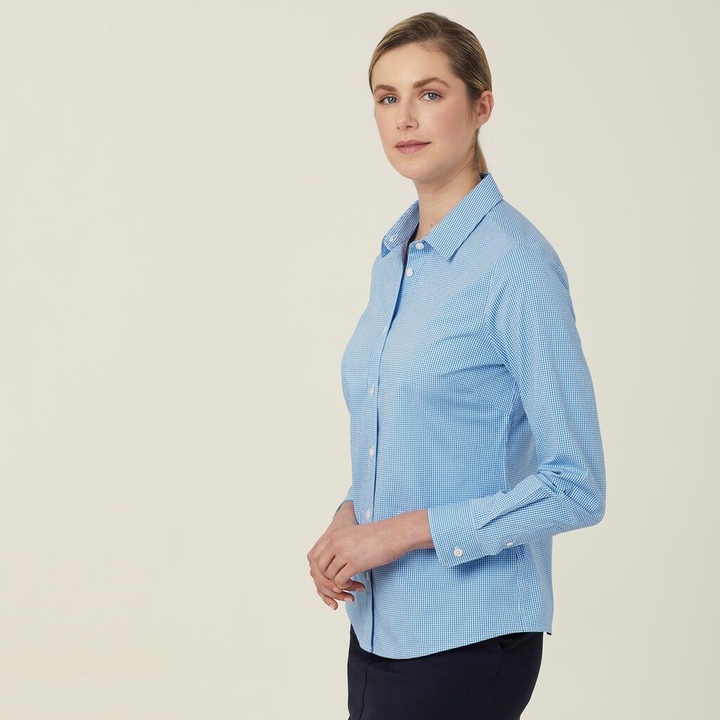 Avignon Gingham Check Stretch Long Sleeve Slim Shirt