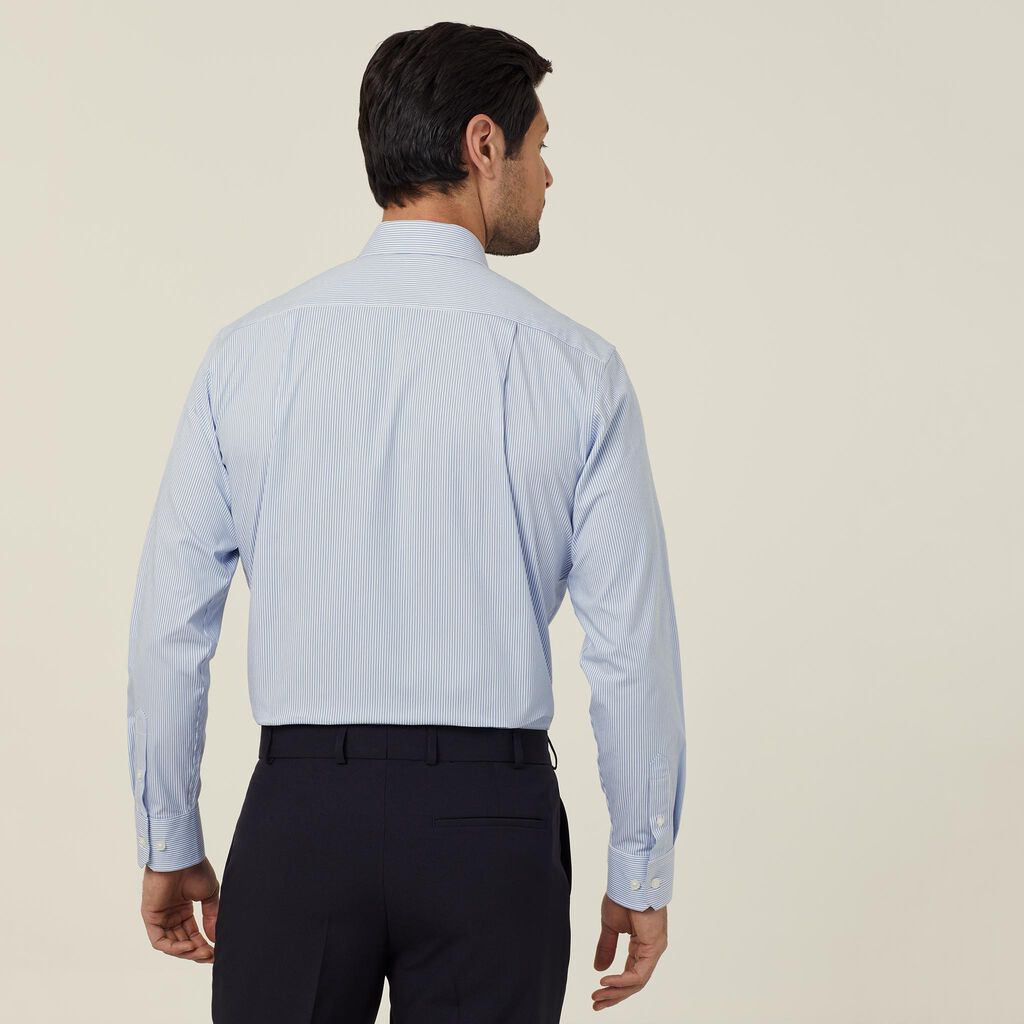 Avignon Fine Block Stripe Stretch Long Sleeve Shirt