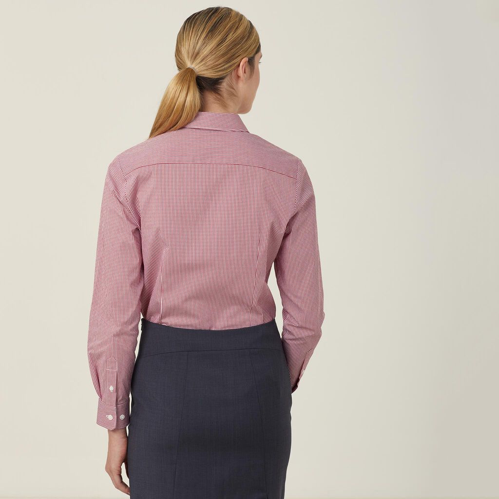 Avignon Gingham Check Stretch Long Sleeve Slim Shirt