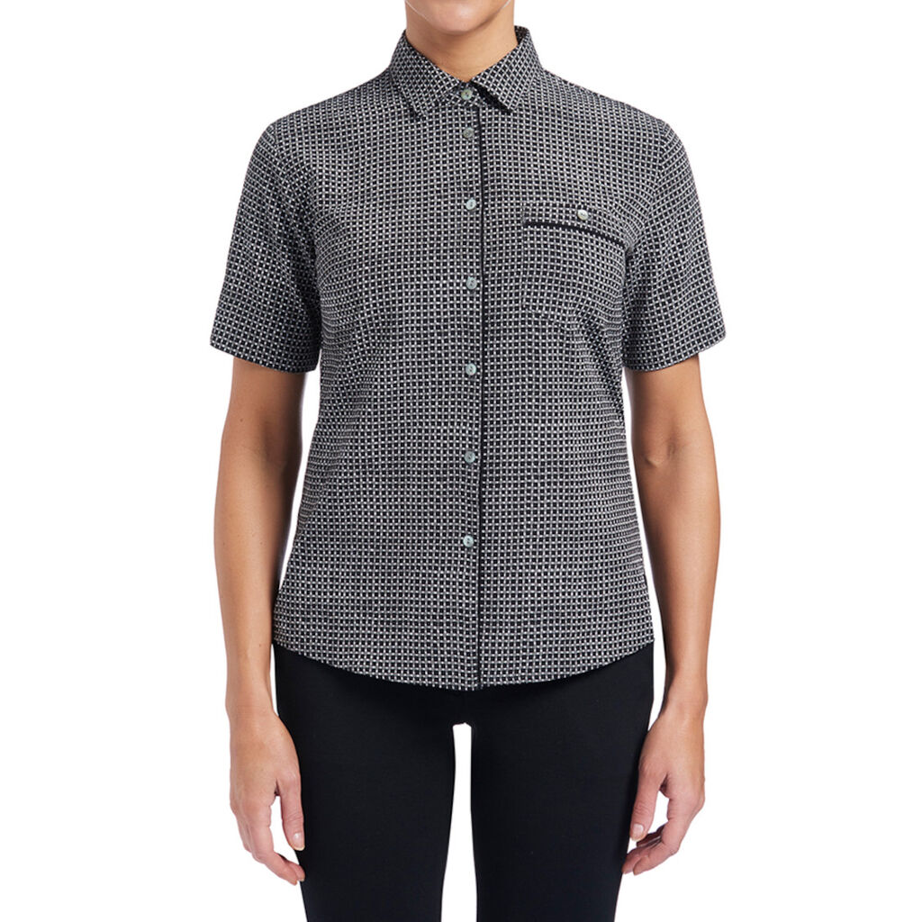 Pixel Print Short Sleeve Action Back Shirt 