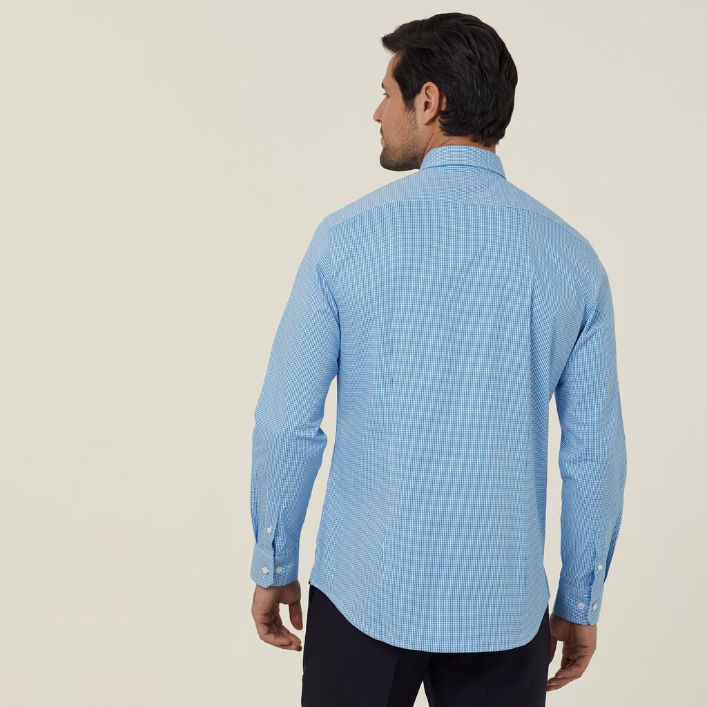 Avignon Gingham Check Stretch Long Sleeve Slim Shirt