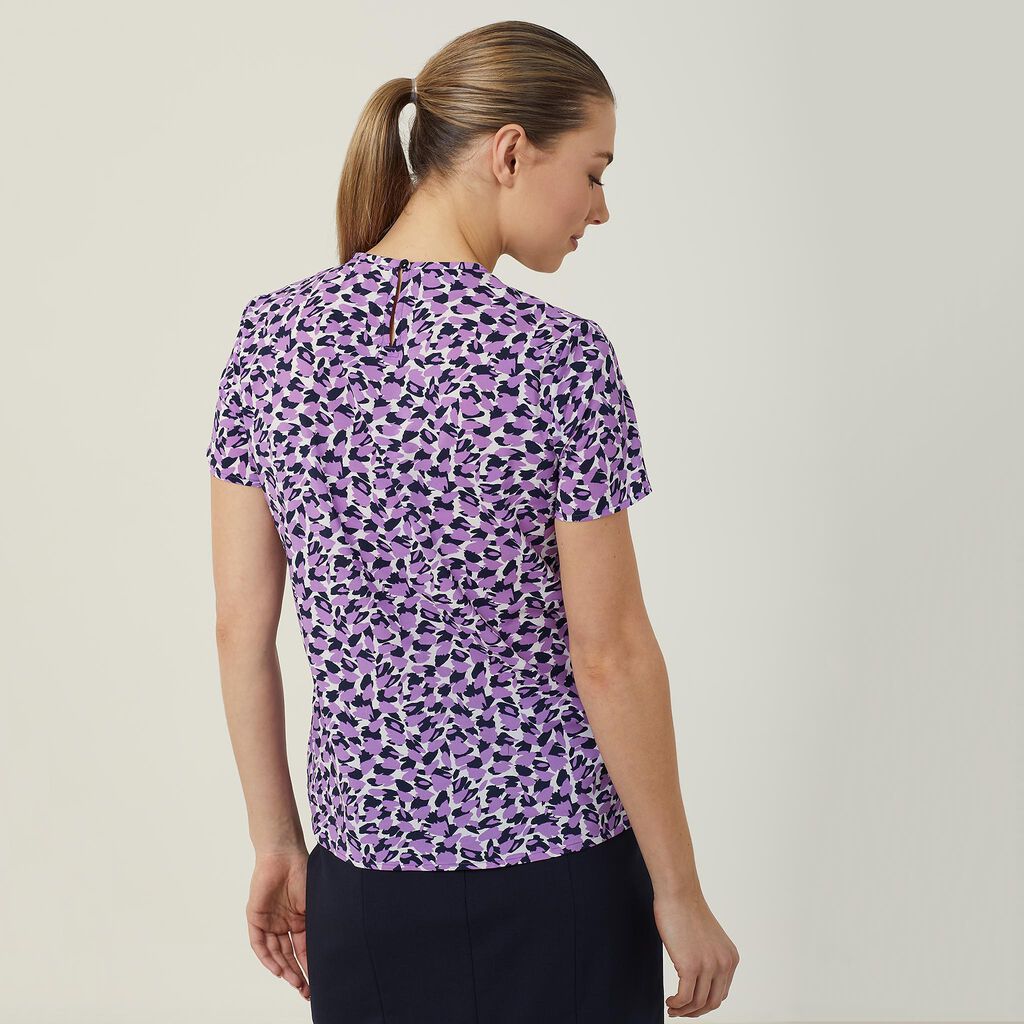 Antibacterial Petal Print Short Sleeve Top