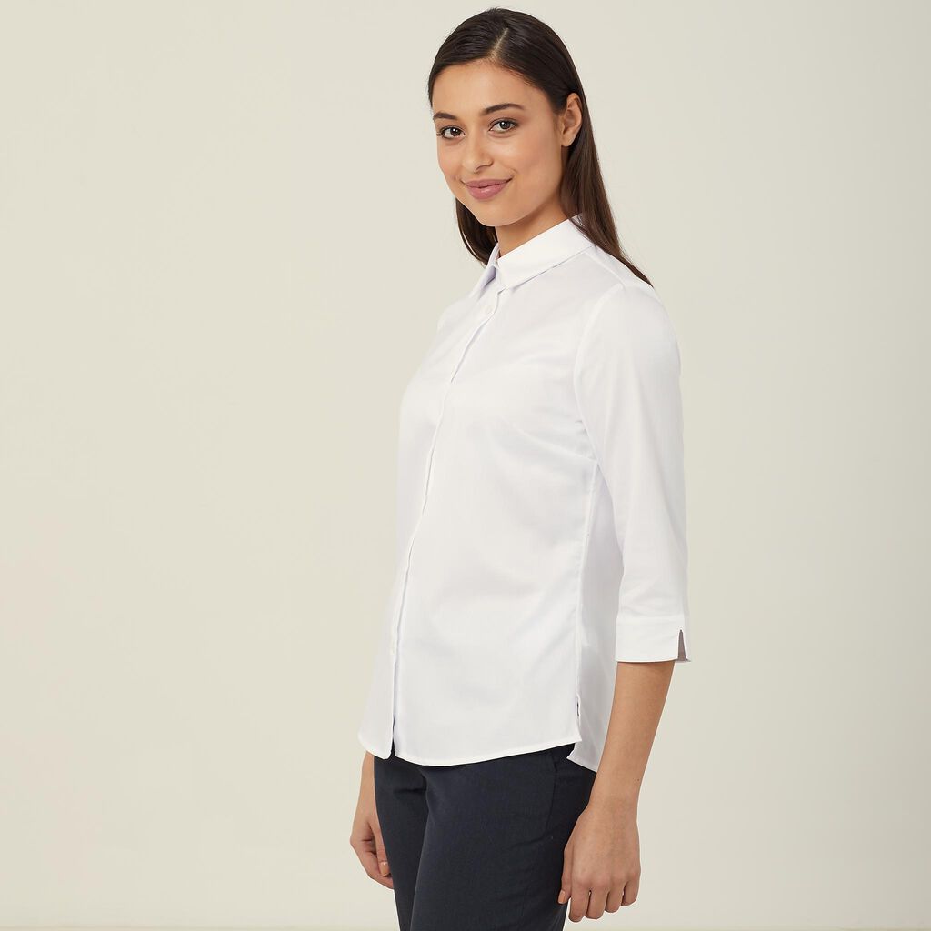 Stretch Textured Twill 3/4 Sleeve Shirt