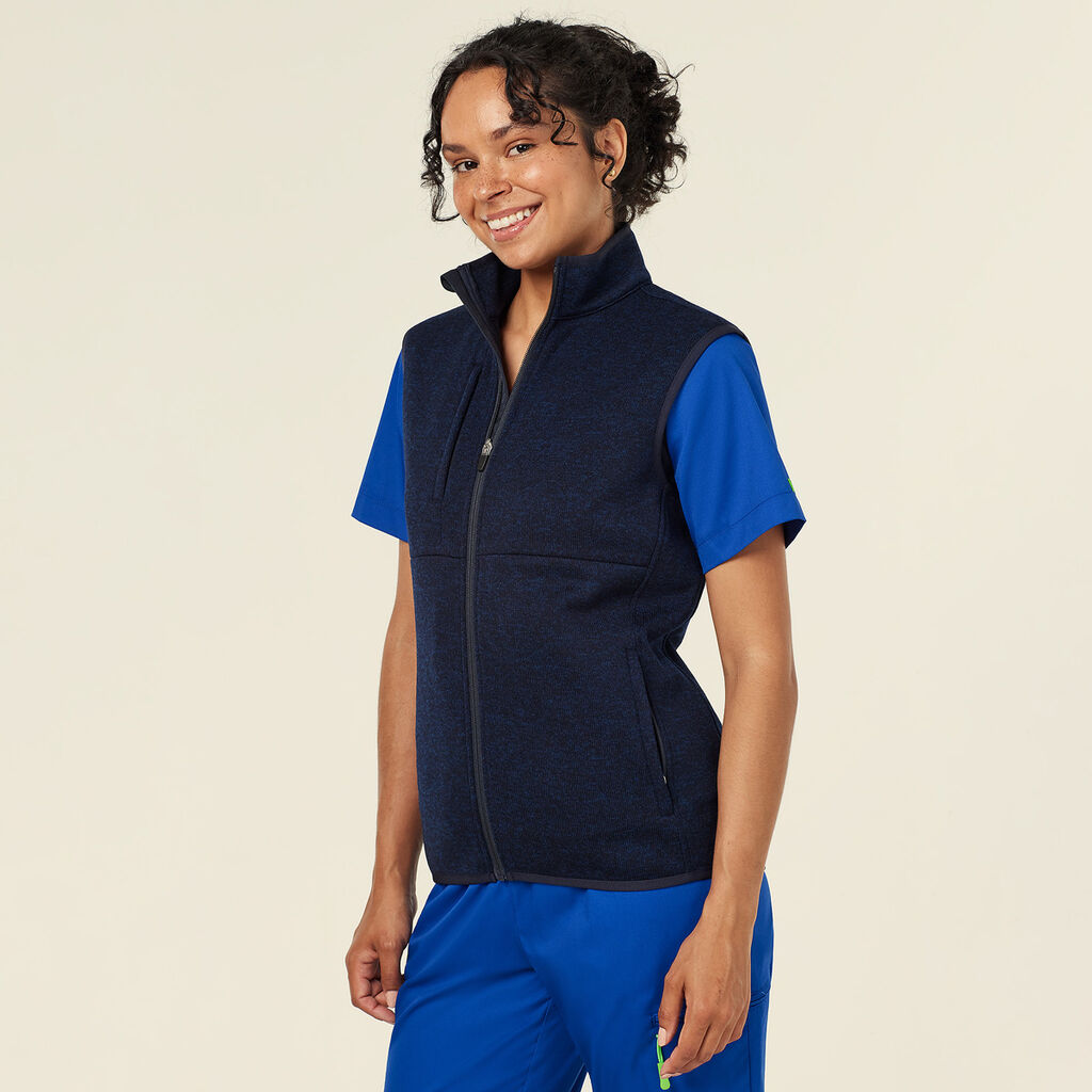 Textured Fleece Zip Front Vest