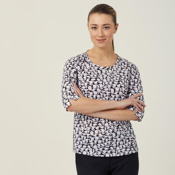 Antibacterial Petal Print 3/4 Sleeve Top