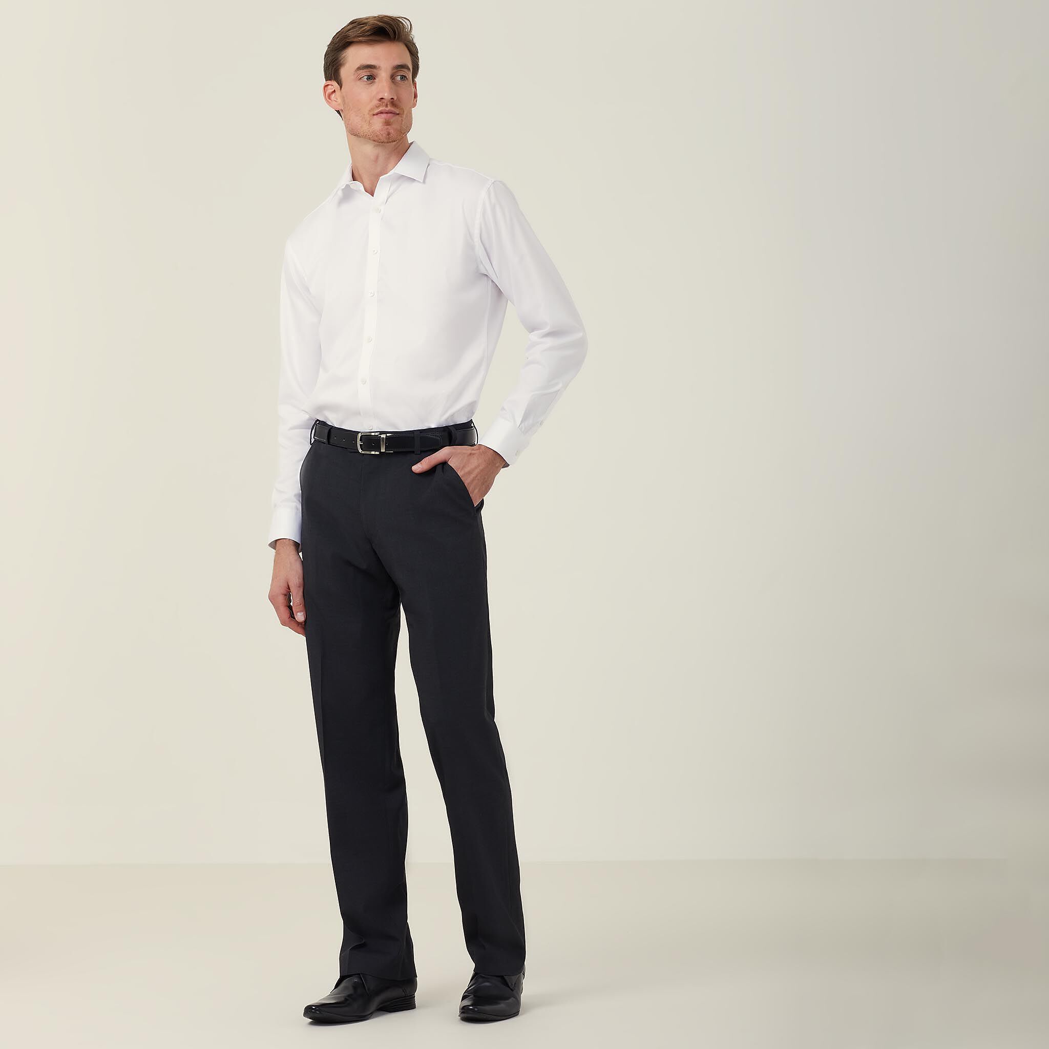 Stretch Wool Blend Flat Front Pant