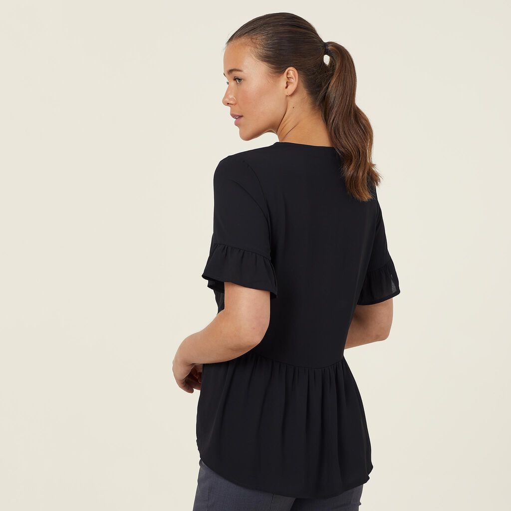 Short Sleeve Ruffle Sleeve Blouse Soft Georgette