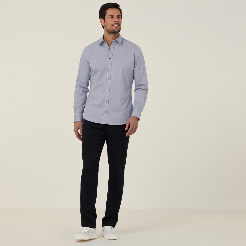 Avignon Gingham Check Stretch Long Sleeve Slim Shirt