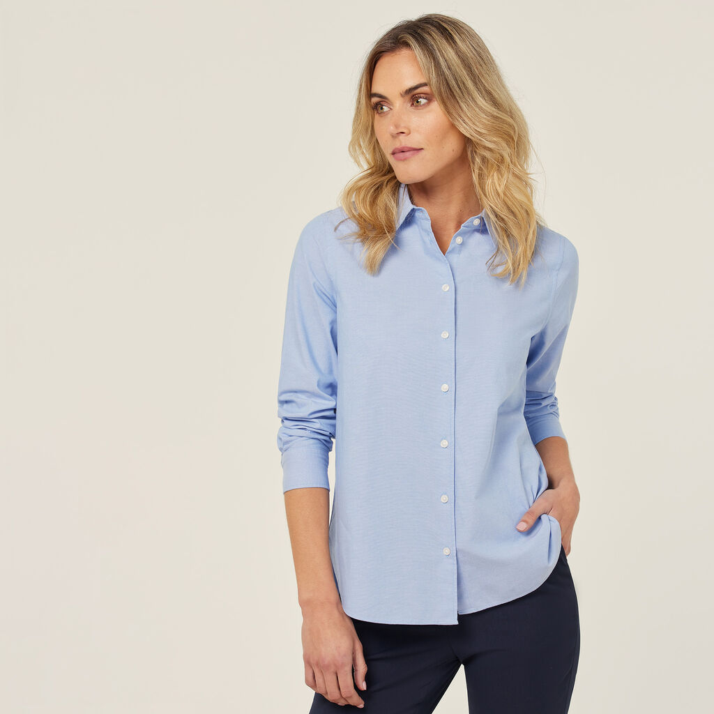 Cotton Chambray Long Sleeve Relaxed Shirt
