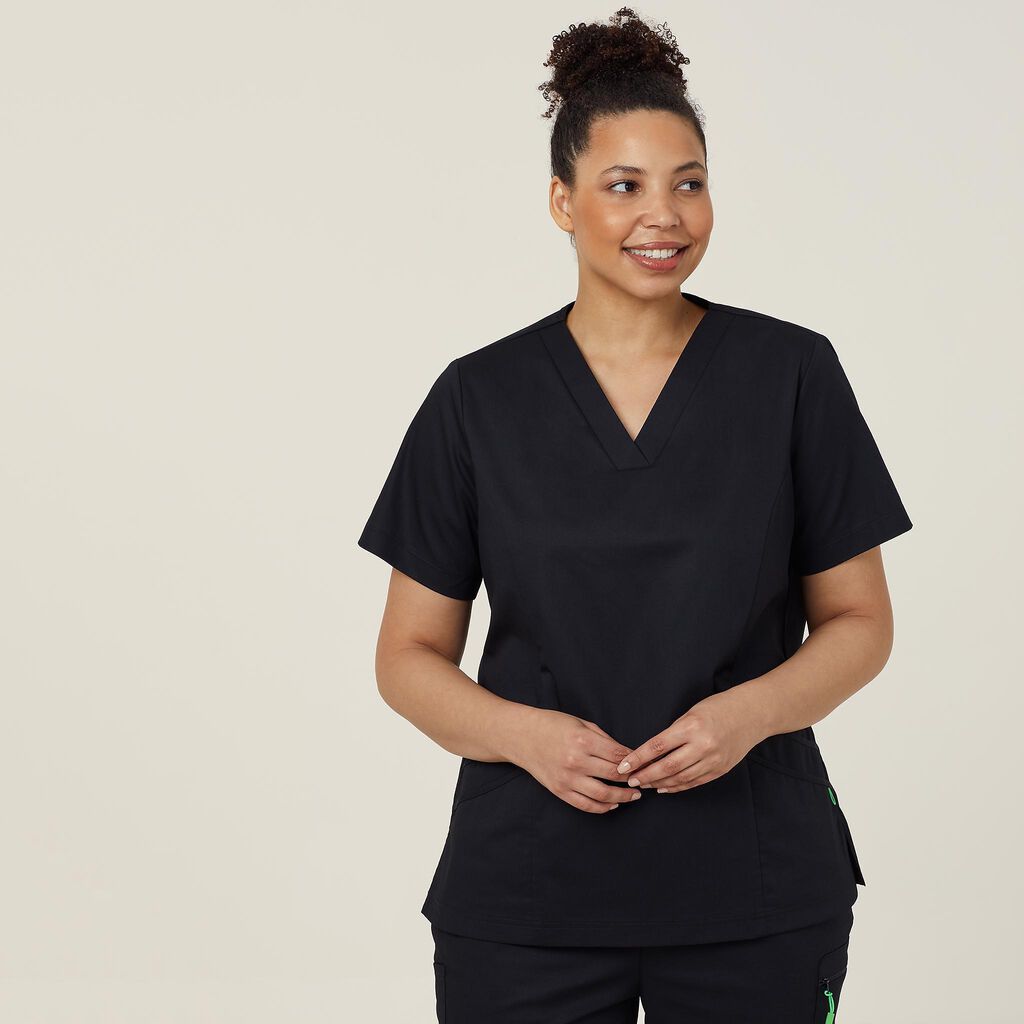 FLORENCE VNECK CLASSIC SCRUB TOP, black NNT Uniforms