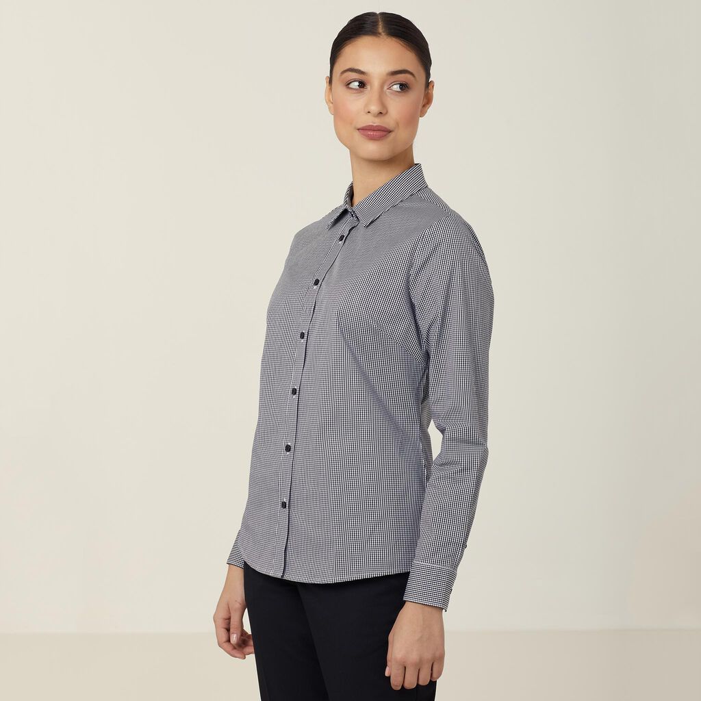 Avignon Gingham Check Stretch Long Sleeve Slim Shirt