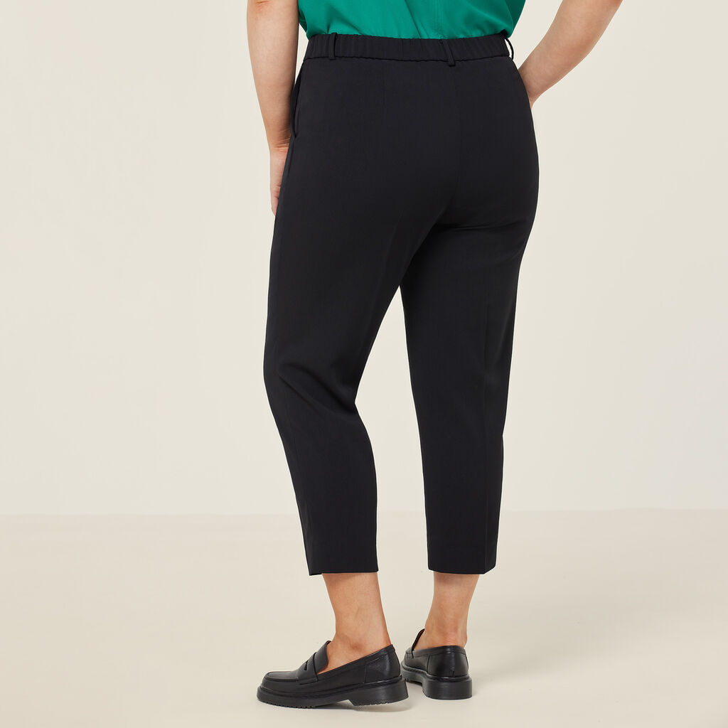 Crepe Stretch High Waist Cropped Pant