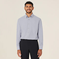 Gingham Long Sleeve Button Down Under Collar Shirt