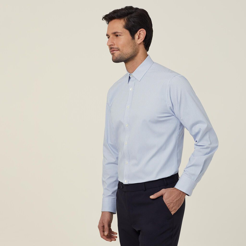 Avignon Fine Block Stripe Stretch Long Sleeve Shirt