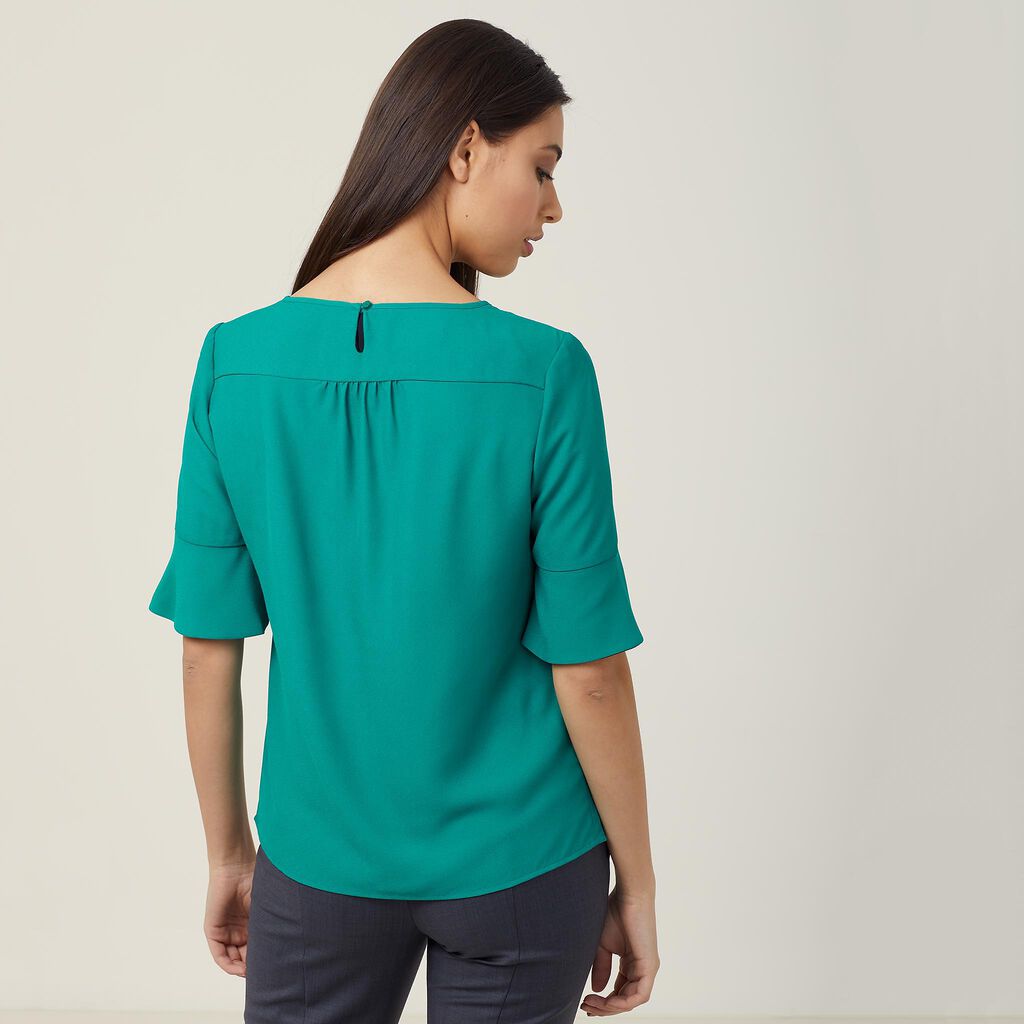French Georgette Fluted Sleeve Top