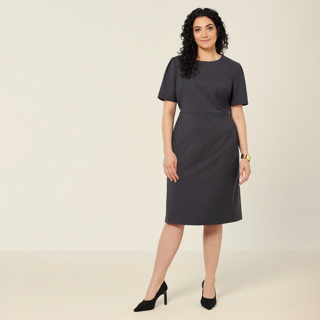 Wool Blend Twill Short Sleeve Dress