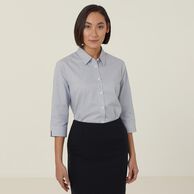 Avignon Fine Block Stripe Stretch 3/4 Sleeve Shirt