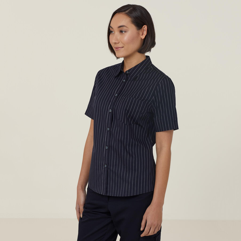 Avignon Pinstripe Stretch Short Sleeve Shirt