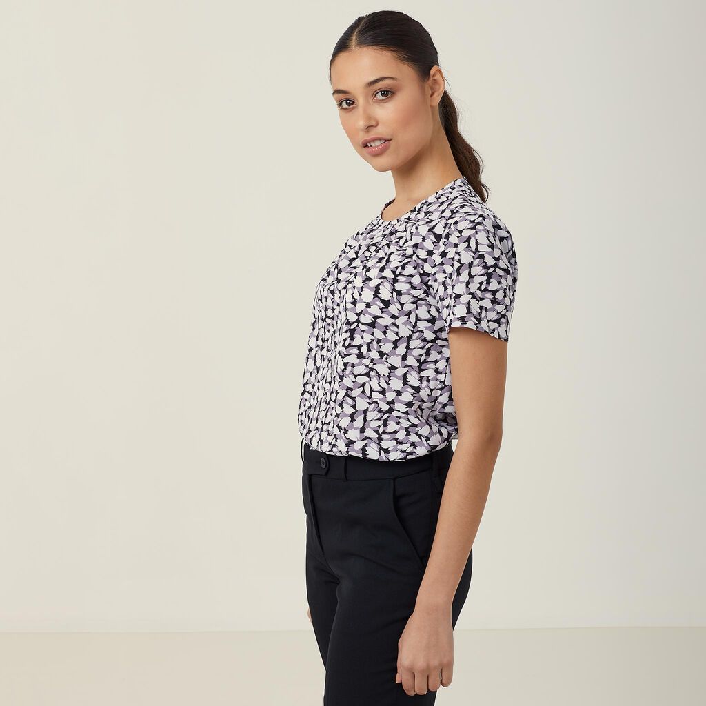 Antibacterial Petal Print Short Sleeve Top