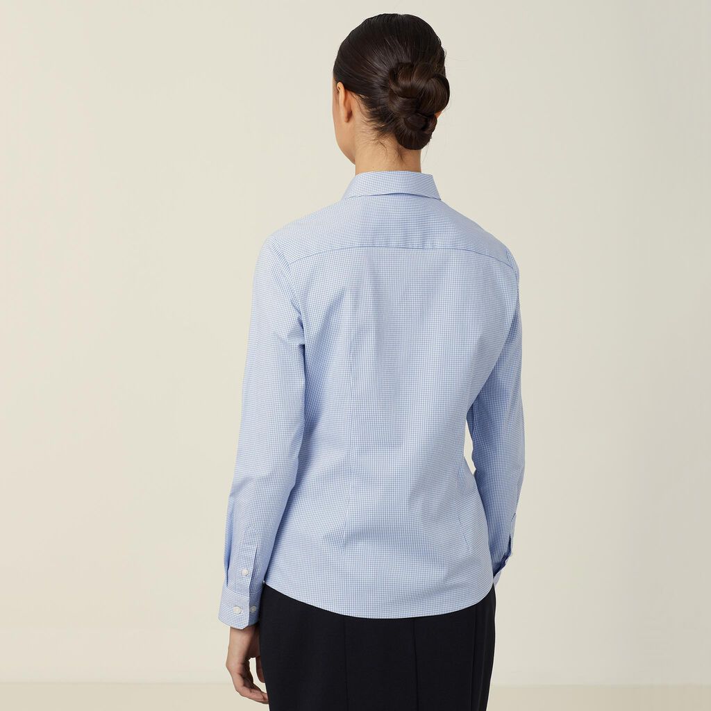 Avignon Gingham Check Stretch Long Sleeve Slim Shirt