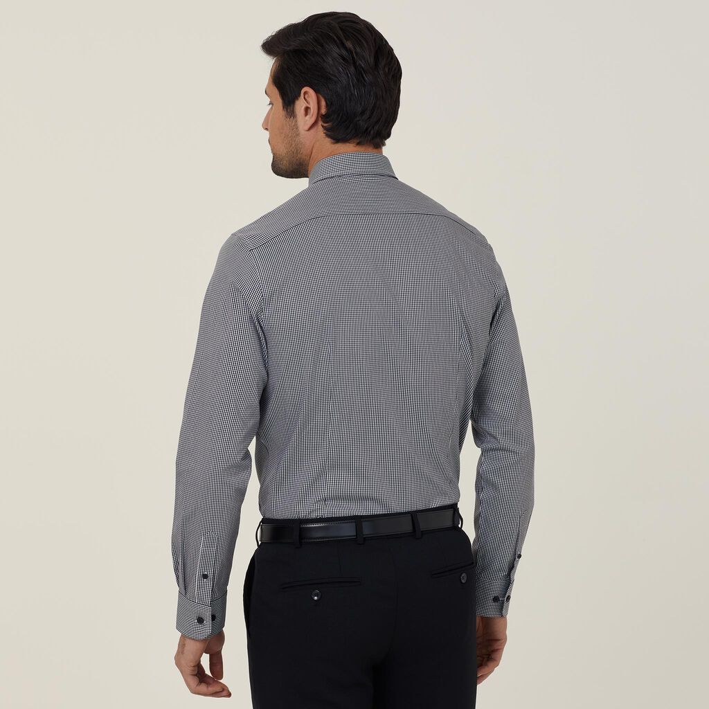 Avignon Gingham Check Stretch Long Sleeve Slim Shirt