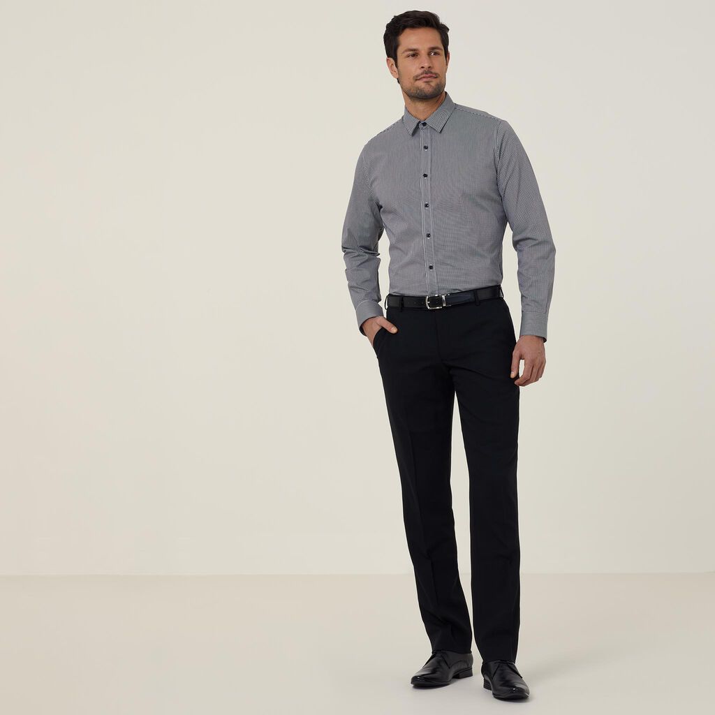 Avignon Gingham Check Stretch Long Sleeve Slim Shirt