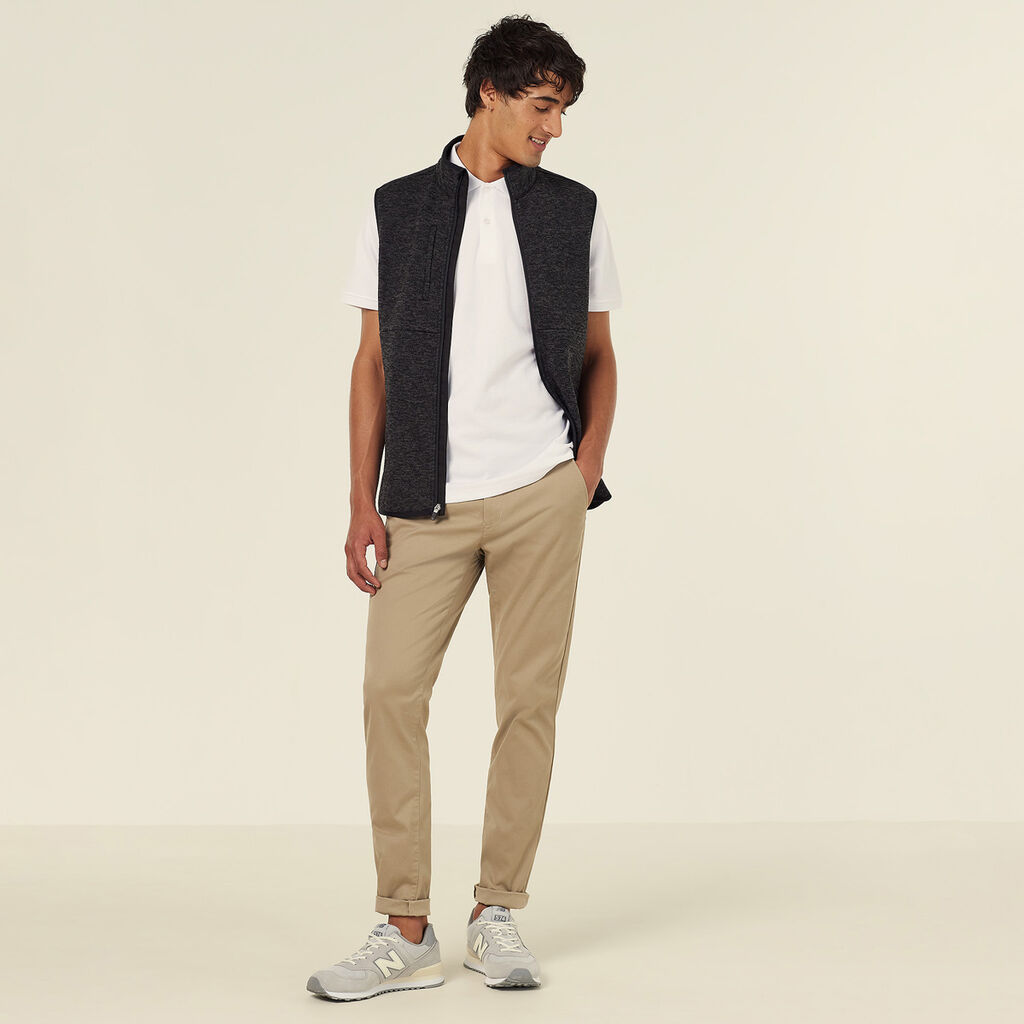 Men's Textured Fleece Zip Front Vest