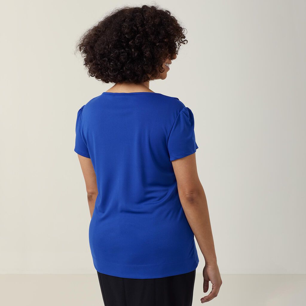 Matt Jersey Cap Sleeve Ruffle Neck T-Top